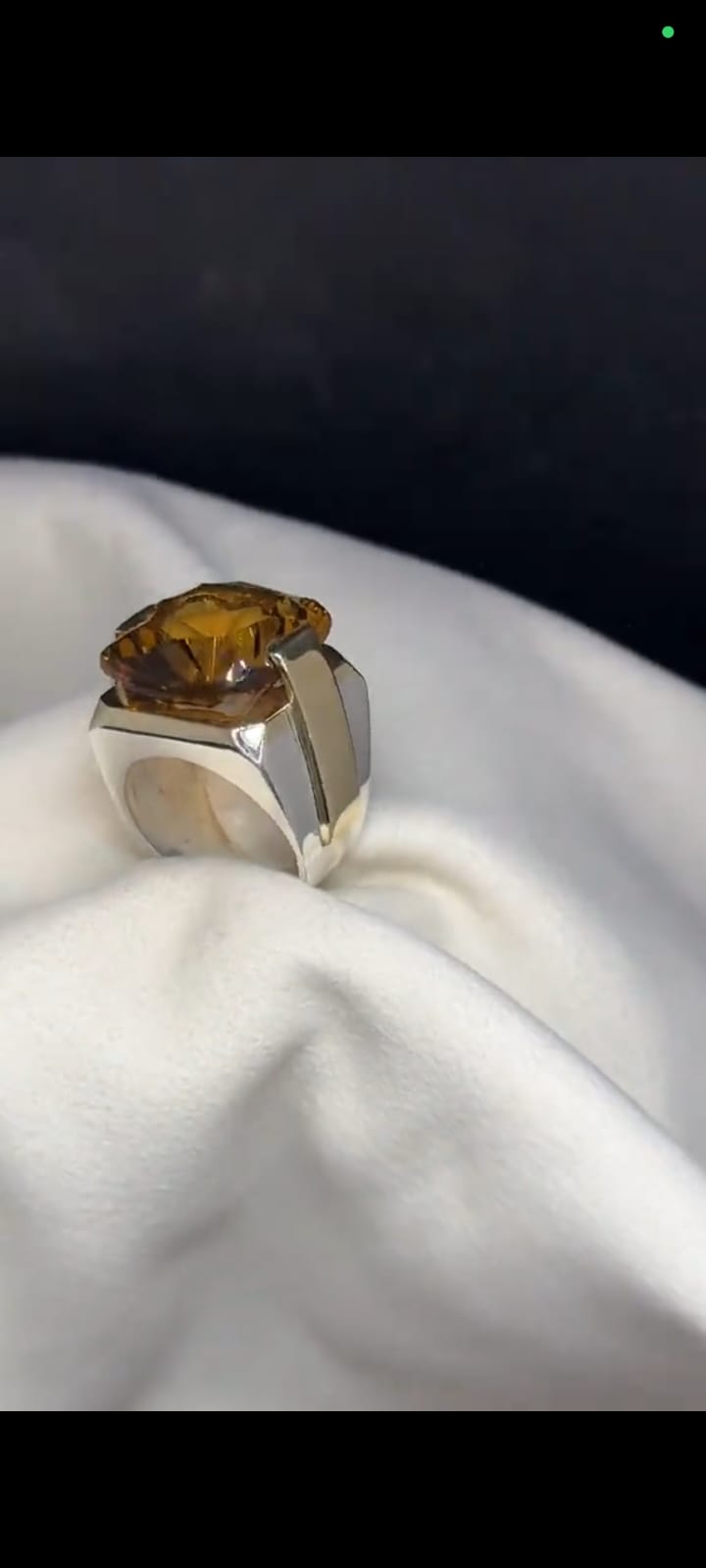 Bold Sterling Silver Men’s Ring with Faceted Amber Gemstone The Royal Gems