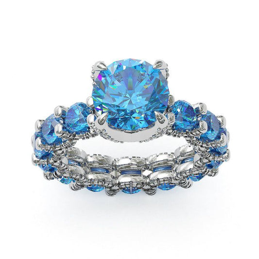 Cushion-Cut Blue Sapphire Eternity Ring – Sterling Silver The Royal Gems